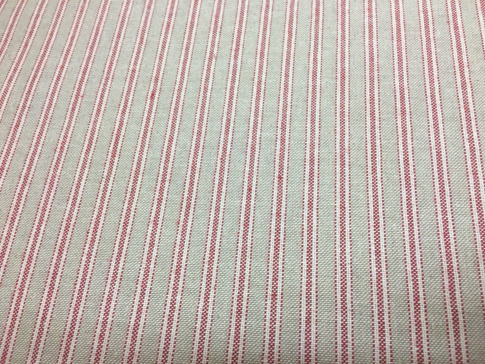 Yale Ticking Stripe Linen: 280cm RED | Frank Thomas Interiors