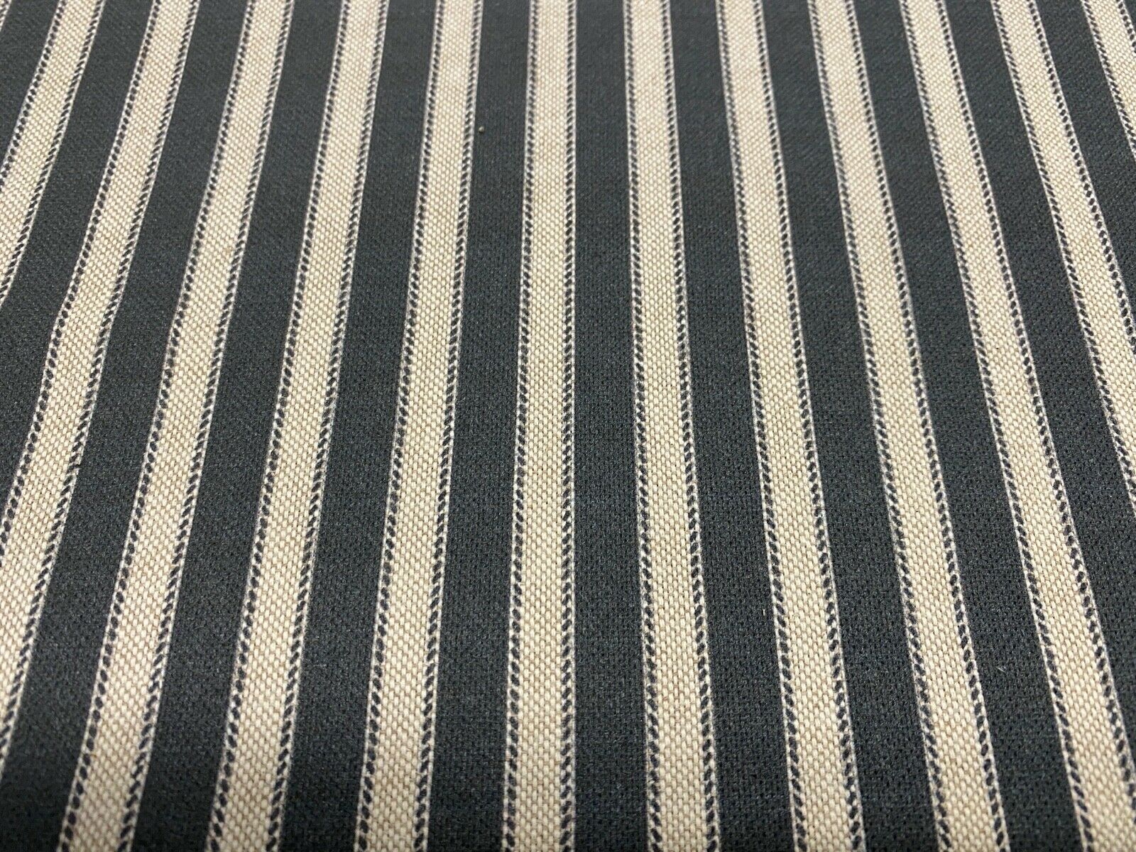 Harlow Ticking Stripe Cotton BLACK & BEIGE - Frank Thomas Interiors